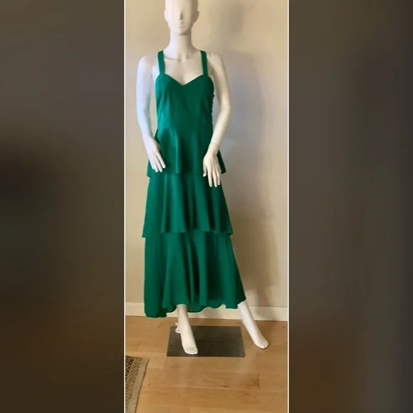 Badgley Mischka | Dresses | Like New Badgley Mischka Green Ruffle High Low  Dress | Poshmark